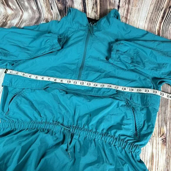 Vintage 90s Nike Womens Size Medium Teal Hooded 1/4 Zip Windbreaker Jacket Coat - Picture 7 of 11